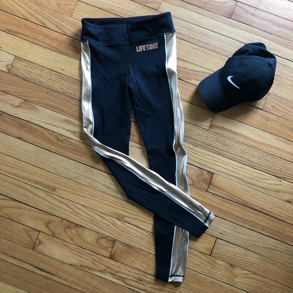 LIFE TIME branded rose gold + black leggings